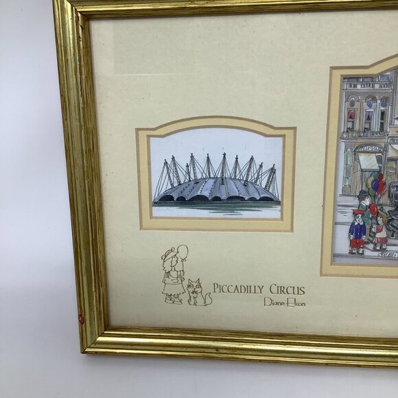Diane Elson art London decoupage sketch pencil Piccadilly Circus John Ellam - Picture 2 of 10